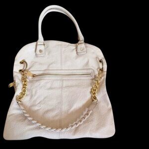 Steve Madden Tan Pebbled Chunky Satchel Bag Boho Gold Chain Strap Convertible